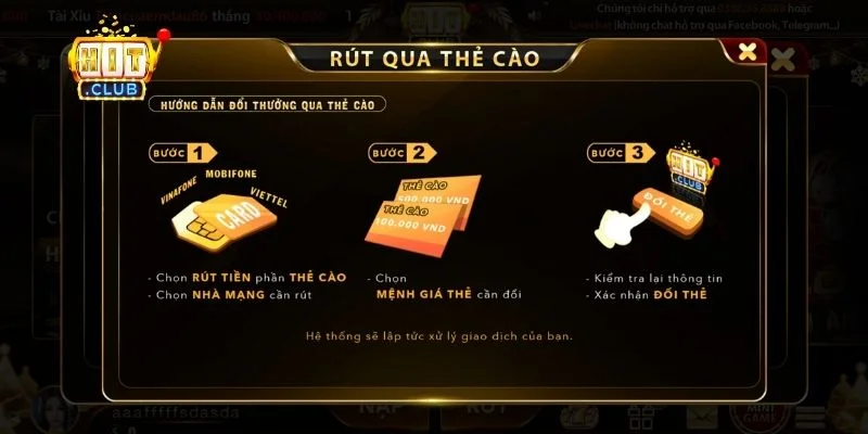 Rút tiền Hitclub - Quy trình nhận thưởng mà người chơi cần nắm 3 Cách quy đổi và rút tiền ra thẻ cào